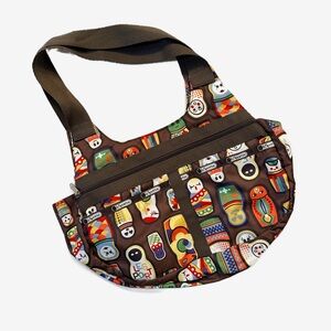 LeSportSac Crossbody Deluxe Purse Doll Matryoshka Nesting Brown/Multicolor